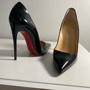 Christian Louboutin- So Kate Patent Pointed-Toe Red Sole Pump, 4 3/4 Heel.